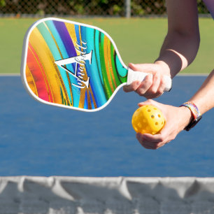 Abstrakte Wirbel für moderne Kunst und Gold Metall Pickleball Schläger