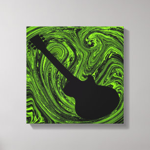 Abstrakte Wirbel Gitarre Canvas Print, grün Leinwanddruck