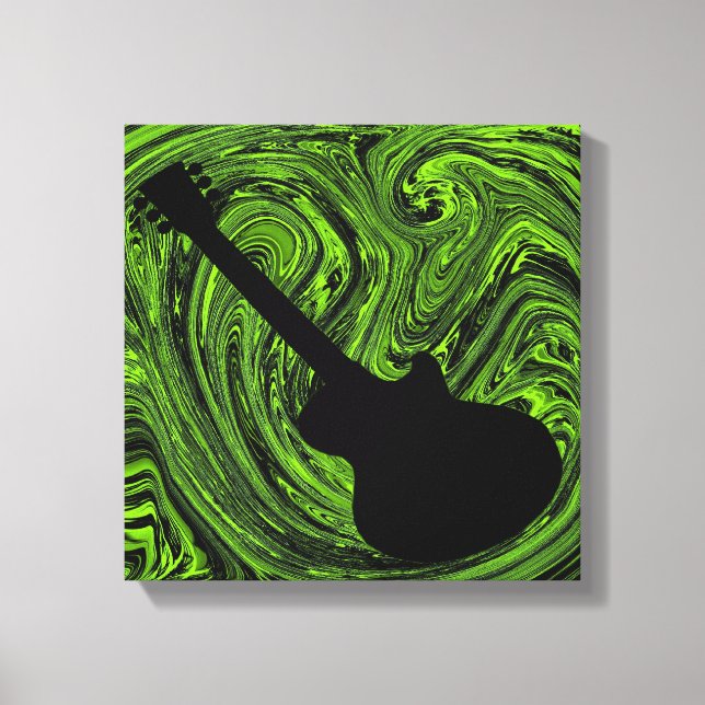 Abstrakte Wirbel Gitarre Canvas Print, grün Leinwanddruck (Vorderseite)