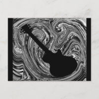 Abstrakte Wirbel Gitarre Postcard, Black & White