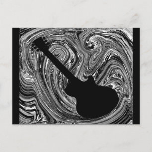 Abstrakte Wirbel Gitarre Postcard, Black & White Postkarte