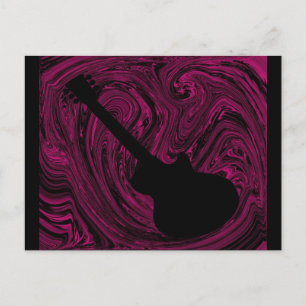 Abstrakte Wirbel Gitarre Postcard, Magenta Postkarte