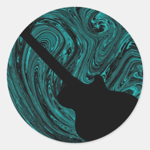 Abstrakte Wirbel Gitarre Sticker, Aquamarin Runder Aufkleber