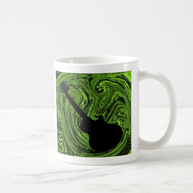 Abstrakte Wirbel Gitarre Tasse, grün Kaffeetasse (Rechts)