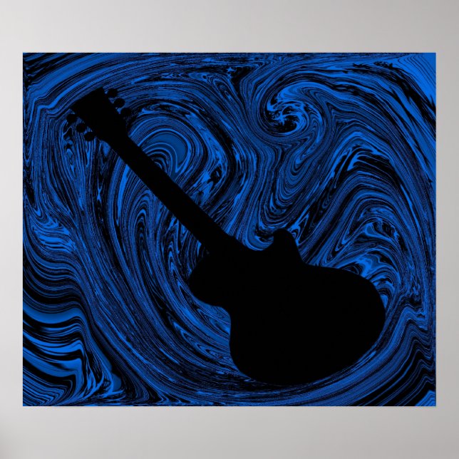 Abstrakte Wirbel Gitarrenposter, blau Poster (Vorne)