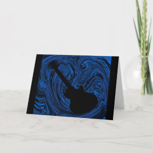 Abstrakte Wirbel Guitar Grußkarte, blau Karte