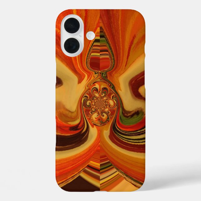 Abstrakte Wirbel im Teardrop Center Kunstdruckerei iPhone 16 Plus Hülle (Rückseite)