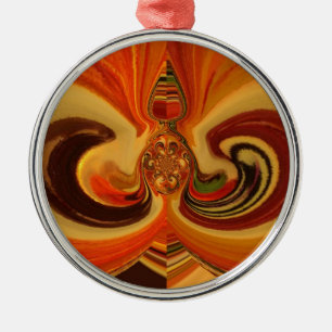 Abstrakte Wirbel im Teardrop Center Kunstdruckerei Silbernes Ornament