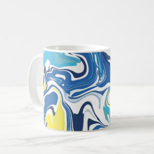 Abstrakte Wirbel in Blau, Gelb und Weiß Kaffeetasse