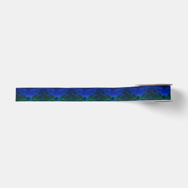 Abstrakte Wirbel in Blau und Grün Ripsband (Vorderseite)