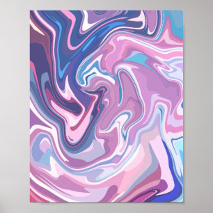 Abstrakte Wirbel in Pastellrosa und Blau beruhigen Poster