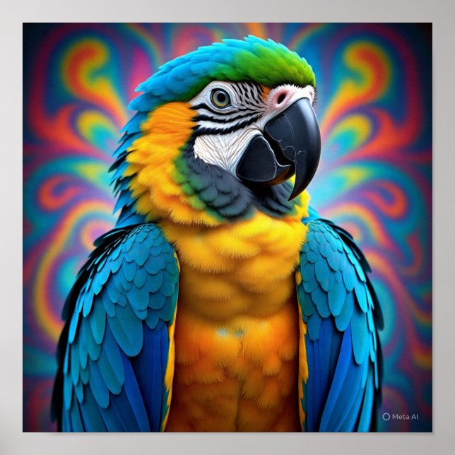 Abstrakte Wirbel Parrot Poster (Vorne)