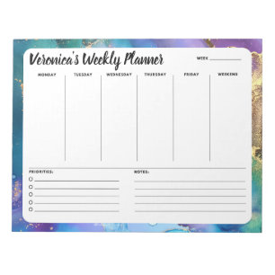 Abstrakte Woche sichern, um Notepad-Planer aufzuli Notizblock