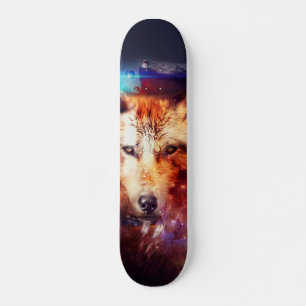 abstrakte Wolf-Malerei Skateboard