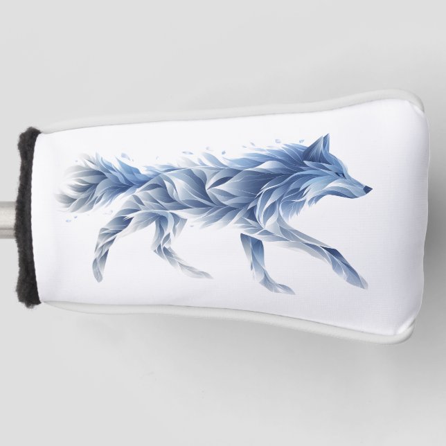 Abstrakte Wolfskunst: Geometrische Tierdarstellung Golf Headcover (Vorderseite)