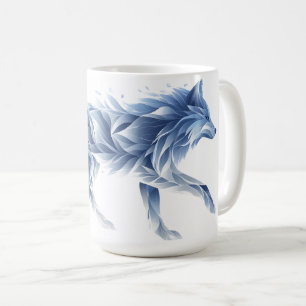 Abstrakte Wolfskunst: Geometrische Tierdarstellung Kaffeetasse
