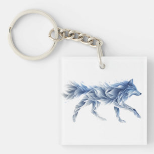 Abstrakte Wolfskunst: Geometrische Tierillustratio Schlüsselanhänger