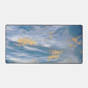 Abstrakte Wolken-Kunst Blau Gold Kunstvolle Schrei Schreibtischunterlage