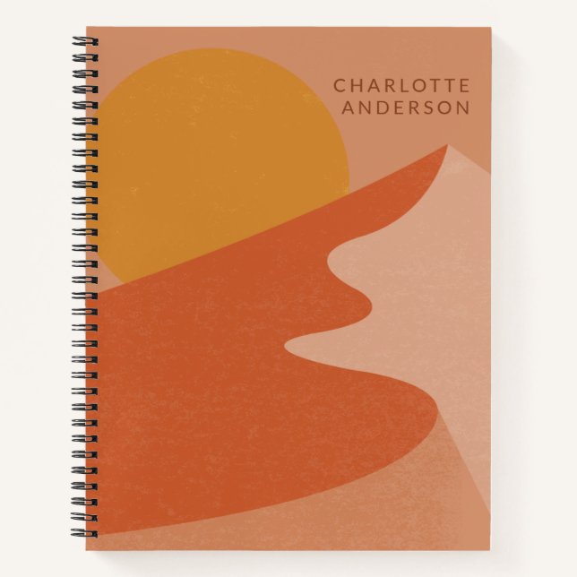 Abstrakte Wüstenberg-Illustration Personalisiert Notizbuch (Vorderseite)