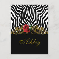 Abstrakte Zebra Blume Red Schwarz-weiß Gold