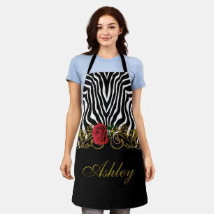 Abstrakte Zebra Blume Red Schwarz-weiß Gold Schürze