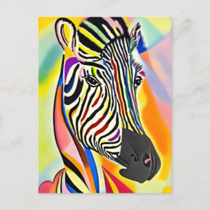 Abstrakte Zebra-Portraitmalerei Postkarte