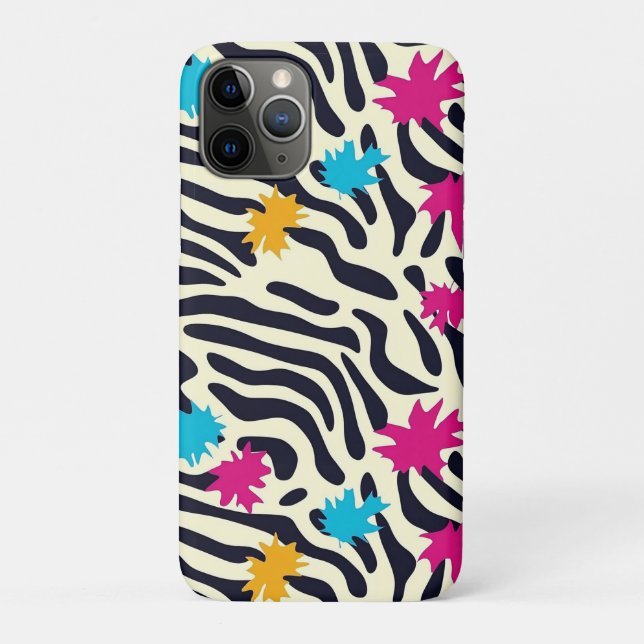 Abstrakte Zebra-Streifen mit Leaf Paint Splash Case-Mate iPhone Hülle (Rückseite)