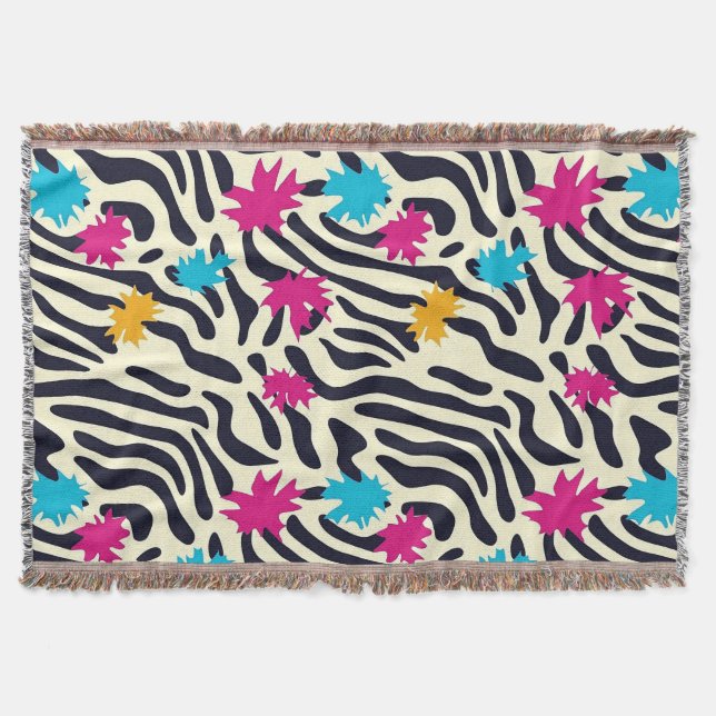 Abstrakte Zebra-Streifen mit Leaf Paint Splash Decke (Vorderseite)