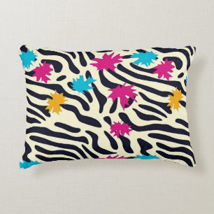 Abstrakte Zebra-Streifen mit Leaf Paint Splash Dekokissen