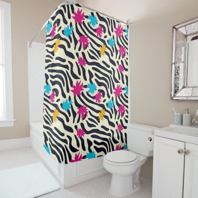 Abstrakte Zebra-Streifen mit Leaf Paint Splash Duschvorhang (Beispiel)