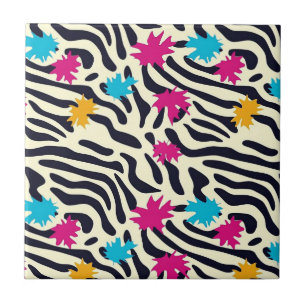 Abstrakte Zebra-Streifen mit Leaf Paint Splash Fliese