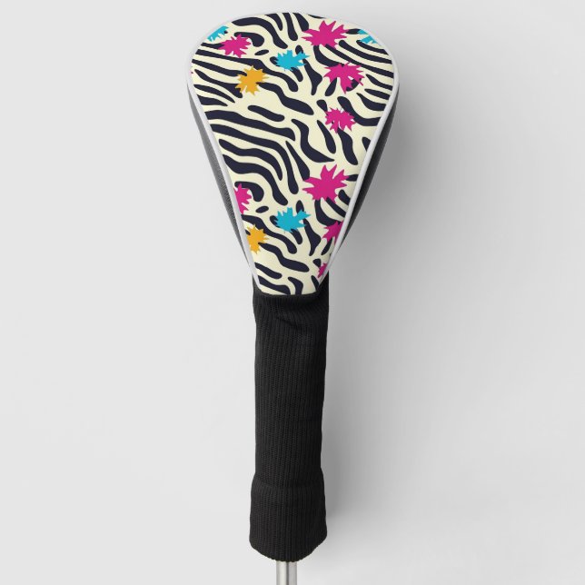 Abstrakte Zebra-Streifen mit Leaf Paint Splash Golf Headcover (Vorderseite)