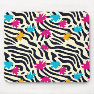 Abstrakte Zebra-Streifen mit Leaf Paint Splash Mousepad