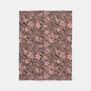 Abstrakte Zebra-Tigerleder blühende Blume Fleecedecke