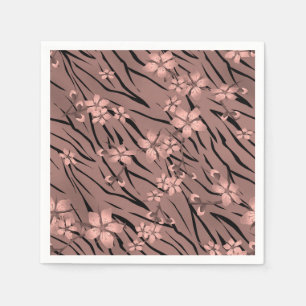 Abstrakte Zebra-Tigerleder blühende Blume Serviette