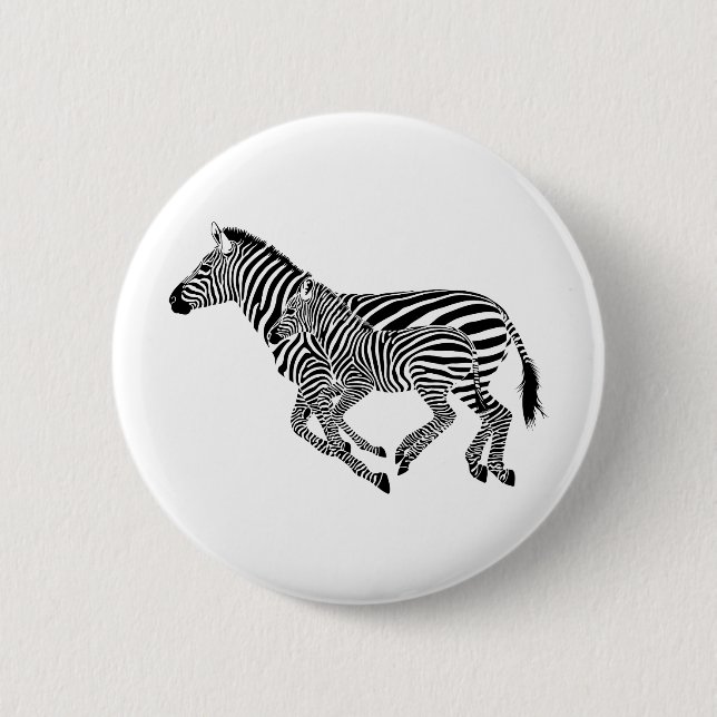 Abstrakte Zebras Mutter und Kind Button (Vorderseite)