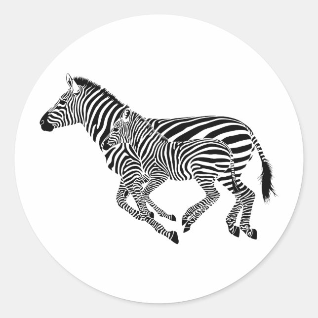Abstrakte Zebras Mutter und Kind Runder Aufkleber (Vorderseite)