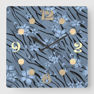 Abstrakte Zebratiger-Blume Quadratische Wanduhr