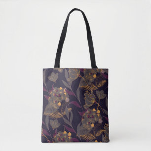 Abstrakte Zeichnung von Blumen und Blättern auf go Tasche