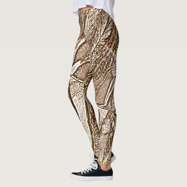 abstrakte zeitgenössische, große, braune Farbtöne Leggings (Links)
