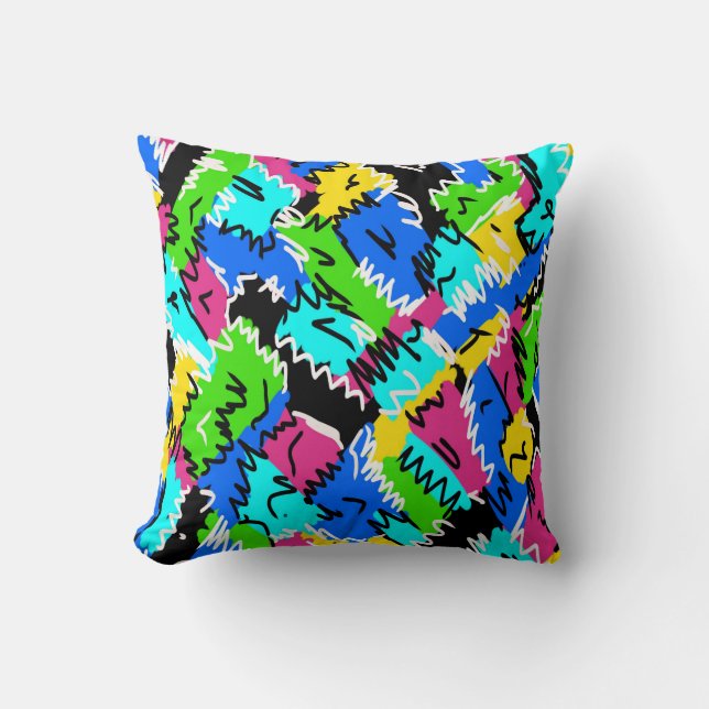 Abstrakte zeitgenössische Patchwork Kissen (Vorderseite)