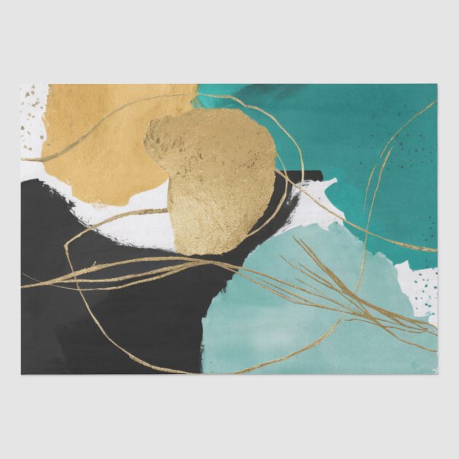 Abstrakte Zen-Hintergründe Gold Black Green Decoup Seidenpapier (Vorderseite)