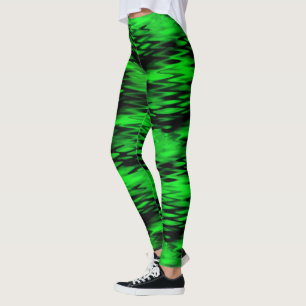 Abstrakte Zickzackbildung von schwarz bis grün Leggings