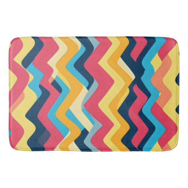 Abstrakte Zigzag Wavy Farben Badematte (Vorderseite)