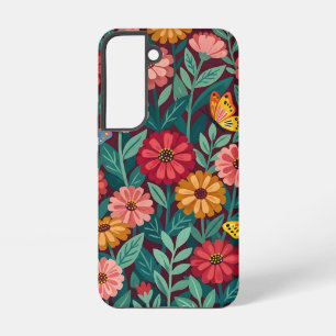 Abstrakte Zinnias-Garten-Schmetterlinge Samsung-Hü Samsung Galaxy Hülle