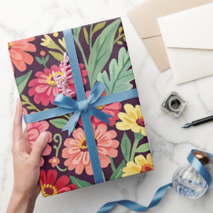 Abstrakte Zinnias Schmetterlinge Geschenkpapier
