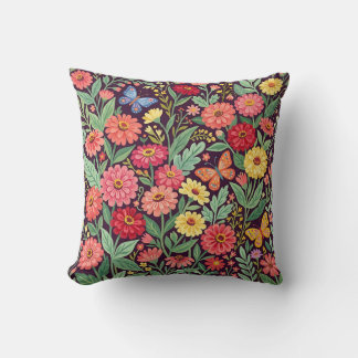 Abstrakte Zinnias Schmetterlinge Wurfkissen Kissen