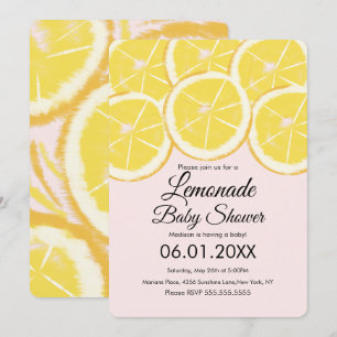 Abstrakte Zitronen-Zitrus-Limonade Rosa Babyparty Einladung