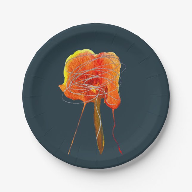 Abstrakte zitterne Blume Moderne Kunst Pappteller (Vorderseite)