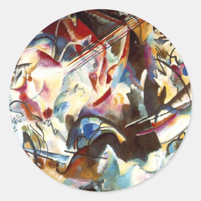 Abstrakte Zusammensetzung Kandinsky VI Runder Aufkleber (Vorderseite)